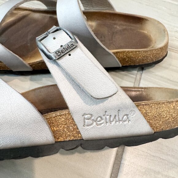 Betula Birkenstock Mayari Leather Strap Sandals in Silver Brown Summer Size 7 - Picture 6 of 10